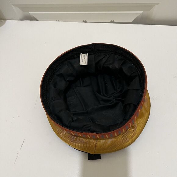 REI Adventure Dog Collapsible Fold Down Handle Gold Dog Water Food Bowl Nylon - Picture 3 of 9